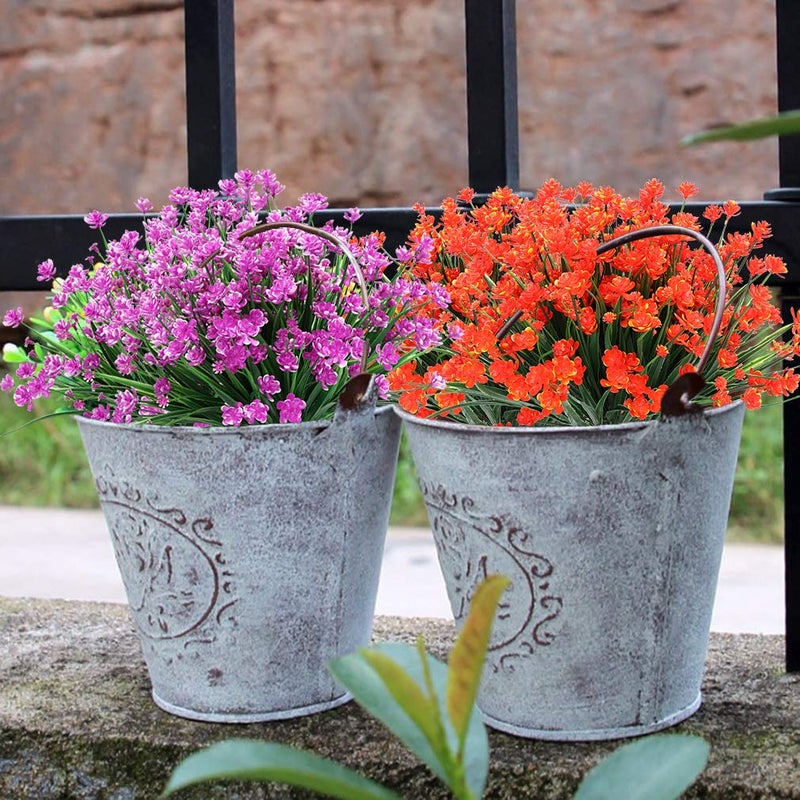 ArtBloom 20 Bundles Outdoor Artificial Fake Flowers UV Resistant Shrubs Plants, Faux Plastic Greenery for Indoor Outside Hanging Plants Garden Porch Window Box Home Wedding Farmhouse Decor (Fuchsia) - Image 3